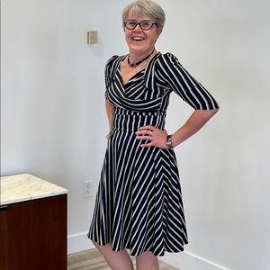 Elegant Black and White Striped Dress